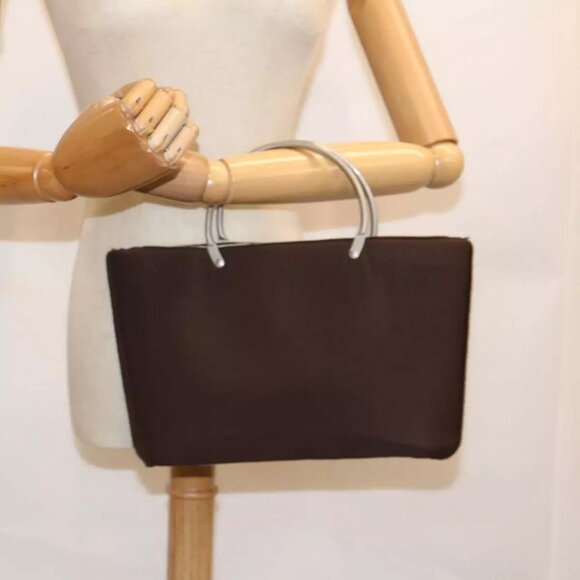 CHANEL Hand Bag Nylon Brown CC Auth - Picture 1 of 16